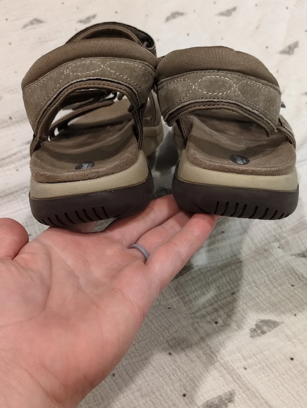 ❤️🩴🤎Dr. Scholl's Taupe Suede Adjustable Strap Sandals Women's size 8.5 M❤️🩴🤎